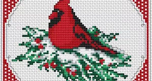 Vánoční ptáček – předloha na vyšívání